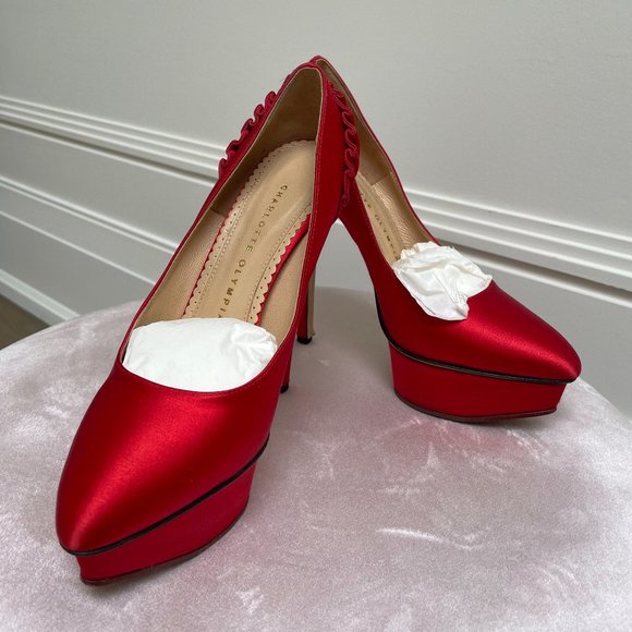 CHARLOTTE OLYMPIA RED PLATFORM PUMPS - Picture 1 of 7
